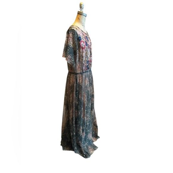 Tolani Sheer Floral Embroidered Maxi Dress With Midi lining in pink Size XL EUC - Picture 4 of 9